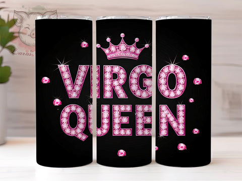 Pink Virgo Queen Zodiac Sign Tumbler, Virgo Queen Drinkware, Zodiac Sign Tumbler, 20oz Sublimation Wrap, Astrology Gifts, Personalized Virgo Cup, Birthday Gift for Virgo Sublimation Lara' s Designs 