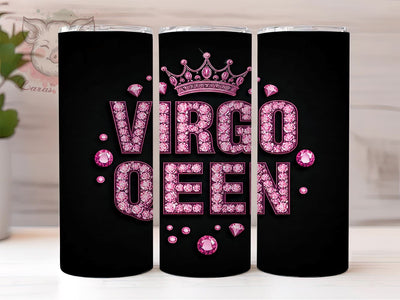 Pink Virgo Queen Zodiac Sign Tumbler, Virgo Queen Drinkware, Zodiac Sign Tumbler, 20oz Sublimation Wrap, Astrology Gifts, Personalized Virgo Cup, Birthday Gift for Virgo Sublimation Lara' s Designs 