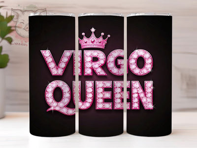 Pink Virgo Queen Zodiac Sign Tumbler, Virgo Queen Drinkware, Zodiac Sign Tumbler, 20oz Sublimation Wrap, Astrology Gifts, Personalized Virgo Cup, Birthday Gift for Virgo Sublimation Lara' s Designs 