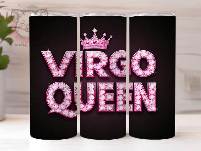 Pink Virgo Queen Zodiac Sign Tumbler, Virgo Queen Drinkware, Zodiac Sign Tumbler, 20oz Sublimation Wrap, Astrology Gifts, Personalized Virgo Cup, Birthday Gift for Virgo Sublimation Lara' s Designs 