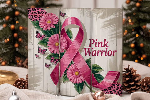 Pink Warrior 20oz Tumbler Wrap Sublimation DesignSVG 
