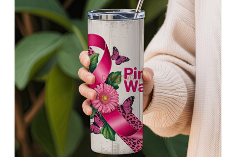 Pink Warrior 20oz Tumbler Wrap Sublimation DesignSVG 