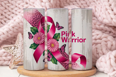 Pink Warrior 20oz Tumbler Wrap Sublimation DesignSVG 
