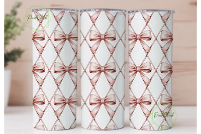 Pink Watercolor Bows Tumbler Wrap Sublimation PixelChick 
