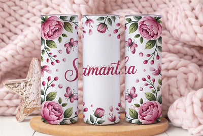 Pink Watercolor Floral Bows 20oz Sublimation DesignSVG 