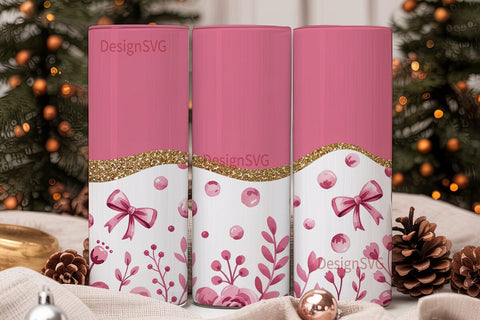 Pink Watercolor Floral Tumbler Wrap Sublimation DesignSVG 
