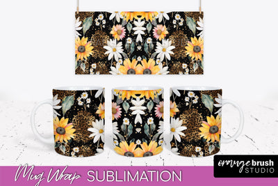 Pink Watercolor Flowers Mug Wrap - Floral Mug Sublimation Sublimation OrangeBrushStudio 