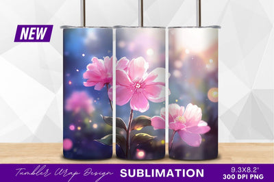 Pink watercolor flowers with bokeh effect background Sublimation Regulrcrative 