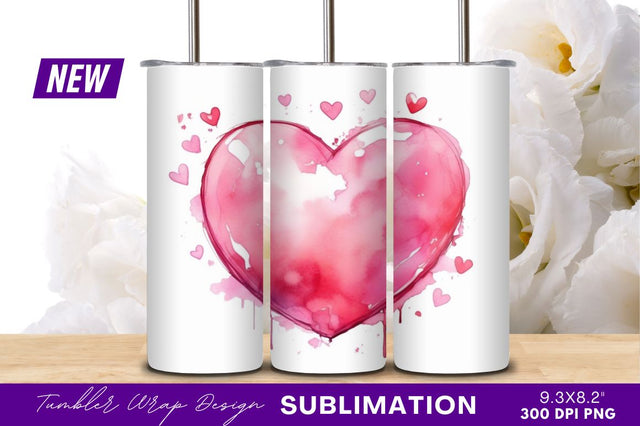 Pink watercolor heart with smaller hearts Sublimation Regulrcrative 