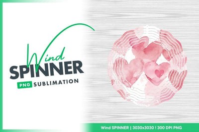 Pink watercolor hearts background wind spinner round png Sublimation Regulrcrative 