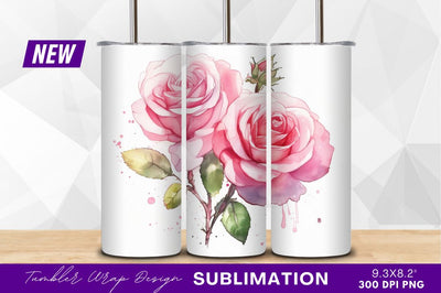 Pink watercolor roses clipart delicate floral design Sublimation Regulrcrative 