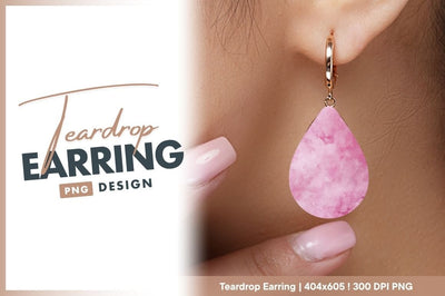 Pink watercolor texture abstract teardrop earring png Sublimation Regulrcrative 