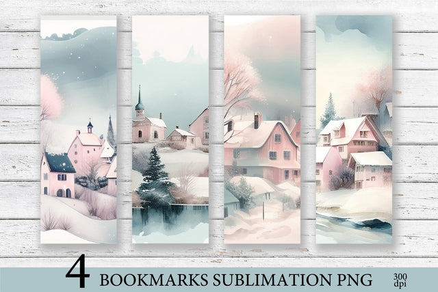 Pink Watercolor Winter Bookmark Sublimation PNG Sublimation Olga Terlyanskaya 