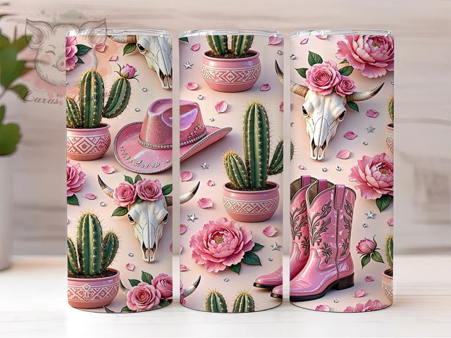 Pink Western Cowgirl Boots 20oz Tumbler, Cowgirl Boots, Western Pink, Country Design, Sublimation Wrap, 20oz Tumbler, Rustic Aesthetic, Rodeo Charm Sublimation Lara' s Designs 