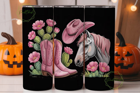 Pink Western Horse Tumbler Wrap Sublimation PixelChick 