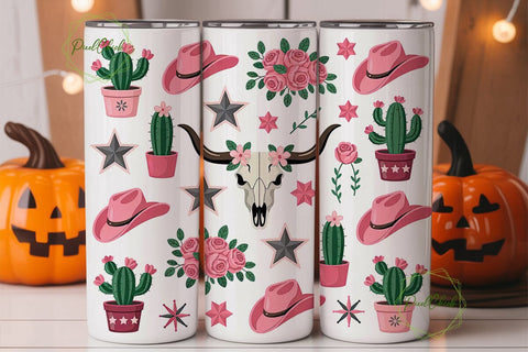 Pink Western Tumbler Wrap PNG Sublimation PixelChick 