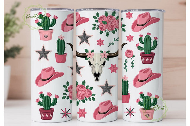 Pink Western Tumbler Wrap PNG Sublimation PixelChick 