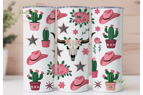 Pink Western Tumbler Wrap PNG Sublimation PixelChick 