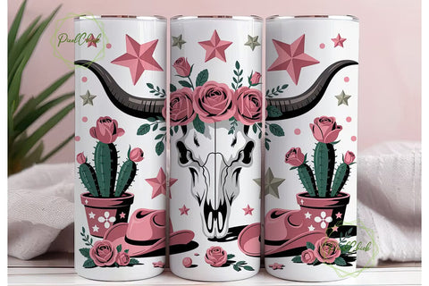 Pink Western Tumbler Wrap PNG Sublimation PixelChick 