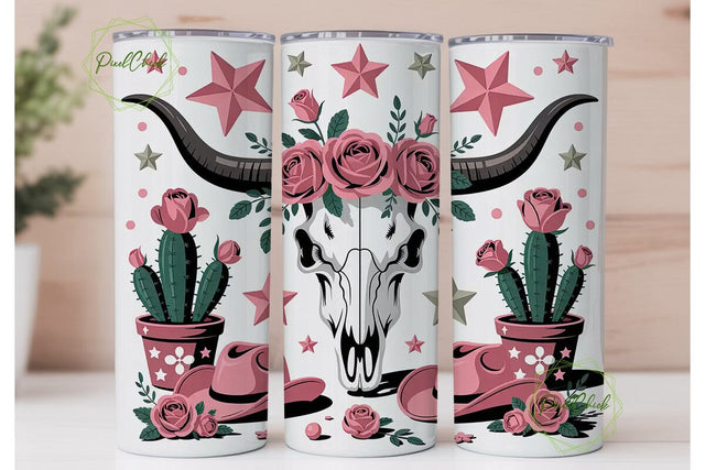 Pink Western Tumbler Wrap PNG Sublimation PixelChick 