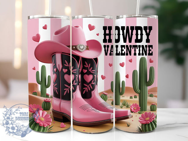 Pink Western Valentine Tumbler, Pink Theme, Cowboy Love, Sublimation Art, 20oz Tumbler, Romantic Style, Rustic Design Sublimation ToriDesigns 