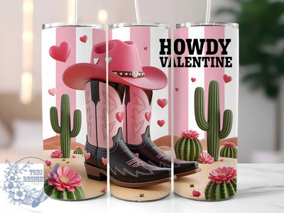 Pink Western Valentine Tumbler, Pink Theme, Cowboy Love, Sublimation Art, 20oz Tumbler, Romantic Style, Rustic Design Sublimation ToriDesigns 