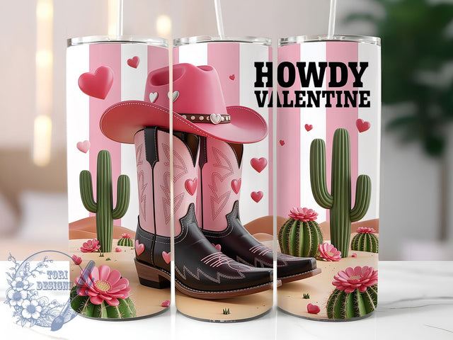 Pink Western Valentine Tumbler, Pink Theme, Cowboy Love, Sublimation Art, 20oz Tumbler, Romantic Style, Rustic Design Sublimation ToriDesigns 