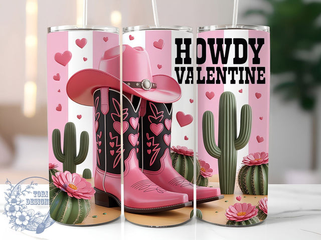 Pink Western Valentine Tumbler, Pink Theme, Cowboy Love, Sublimation Art, 20oz Tumbler, Romantic Style, Rustic Design Sublimation ToriDesigns 