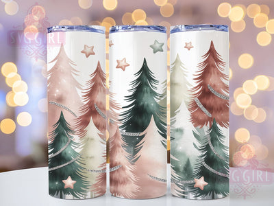 Pink Whimsical Christmas Tumbler, Whimsical Trees, Holiday Wrap, Festive Tumbler, Winter Pattern, 20oz Tumbler, Sublimation Print Sublimation SvggirlplusArt 