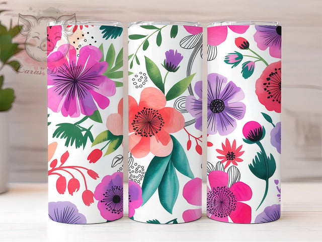 Pink Wildflower Botanical Tumbler, Wildflower Botanical Tumbler, Stylish 20oz Wrap, Sublimation Design, Trendy Gift Idea, Rustic Wildflower Wrap, Botanical Pink Tumbler Sublimation Lara' s Designs 