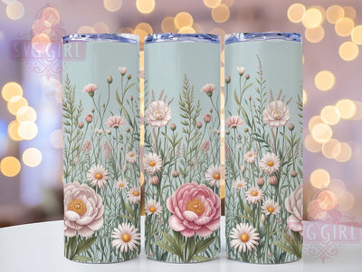Pink Wildflower Floral Tumbler, Floral Tumbler, Stylish 20oz Wrap, Sublimation Design, Trendy Gift Idea, Botanical Wildflower Wrap, Rustic Pink Floral Tumbler Sublimation SvggirlplusArt 
