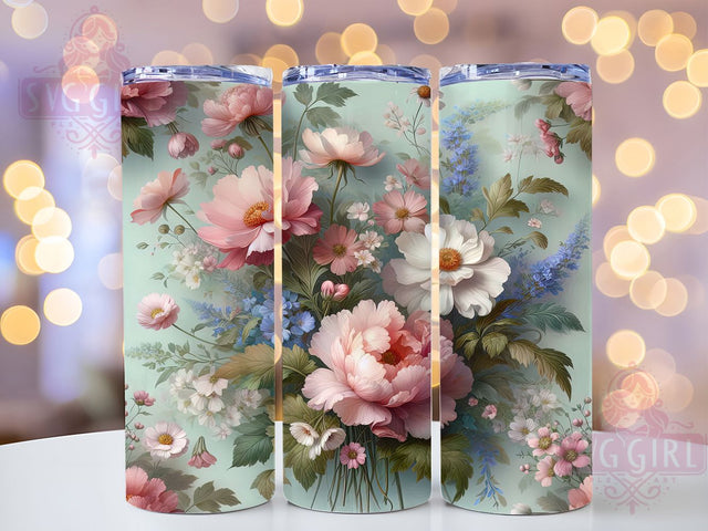 Pink Wildflower Floral Tumbler, Floral Tumbler, Stylish 20oz Wrap, Sublimation Design, Trendy Gift Idea, Botanical Wildflower Wrap, Rustic Pink Floral Tumbler Sublimation SvggirlplusArt 
