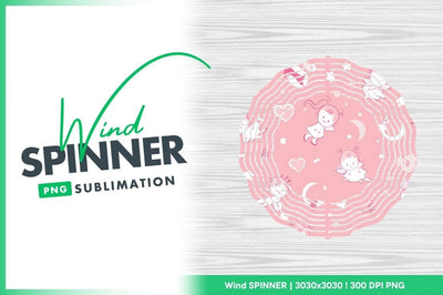 Pink Wind Spinner Round Design with Angels Hearts and Moons Sublimation Regulrcrative 