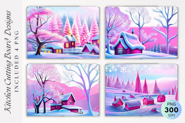 Pink Winter Cutting Board PNG Design Sublimation Regulrcrative 