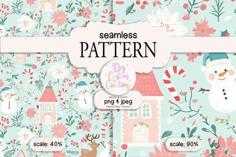 Pink Winter Seamless Pattern - Digital Paper Digital Pattern Dez Custom Creations 