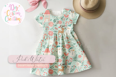 Pink Winter Seamless Pattern - Digital Paper Digital Pattern Dez Custom Creations 