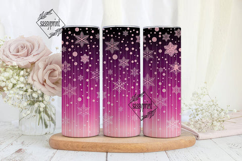 Pink Winter Snowfall 20oz Tumbler Wrap Sublimation sassyprint 