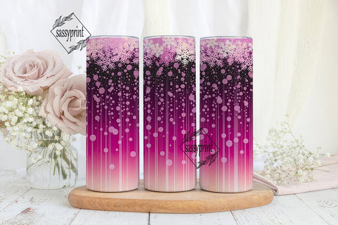Pink Winter Snowfall 20oz Tumbler Wrap Sublimation sassyprint 