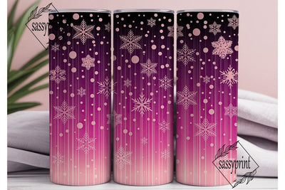 Pink Winter Snowfall 20oz Tumbler Wrap Sublimation sassyprint 