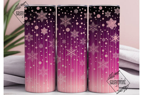 Pink Winter Snowfall 20oz Tumbler Wrap Sublimation sassyprint 