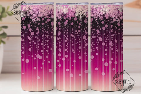 Pink Winter Snowfall 20oz Tumbler Wrap Sublimation sassyprint 