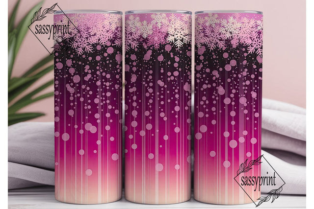 Pink Winter Snowfall 20oz Tumbler Wrap Sublimation sassyprint 