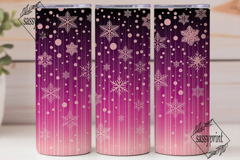 Pink Winter Snowfall 20oz Tumbler Wrap Sublimation sassyprint 
