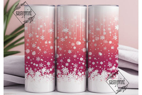 Pink Winter Snowflakes 20oz Tumbler Wrap Sublimation sassyprint 