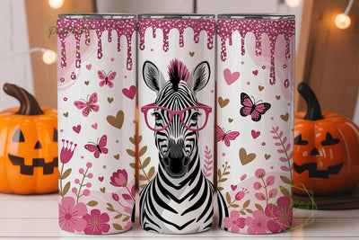 Pink Zebra Glitter 20oz Tumbler Wrap Sublimation PixelChick 