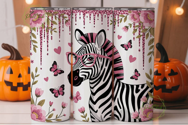 Pink Zebra Glitter 20oz Tumbler Wrap Sublimation PixelChick 