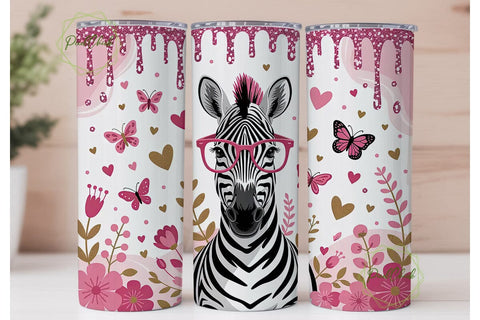 Pink Zebra Glitter 20oz Tumbler Wrap Sublimation PixelChick 