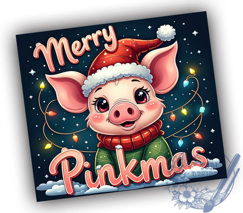 Pinkmas Tumbler Wrap, Christmas Pig Tumbler, Merry Pig Design, 20oz Sublimation, Holiday Drinkware, Cute Pig Gift, Festive Tumbler Wrap Sublimation ToriDesigns 