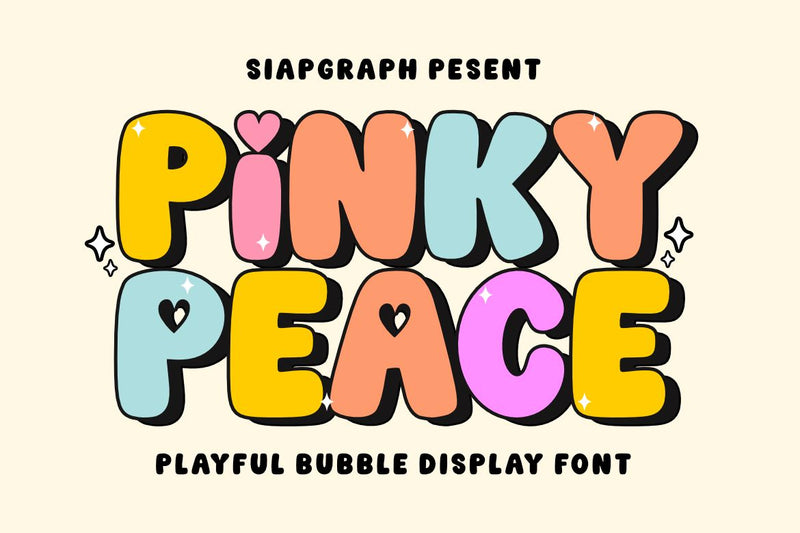 Pinky Peace - Playful Bubble Font Font Masyafi Studio 