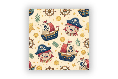 Pirate Adventure Digital Paper Pack, Seamless Watercolor Nautical Pattern Bundle, Printable Scrapbook Paper, Treasure Map Design Collection Digital Pattern FloridPrintables 